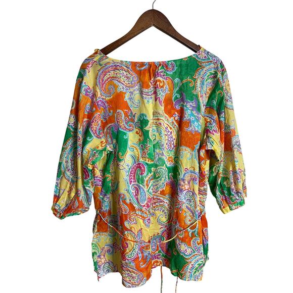 Lauren Ralph Lauren Multi-color Paisley Blouse Lightweight Womns 2X - Picture 3 of 12